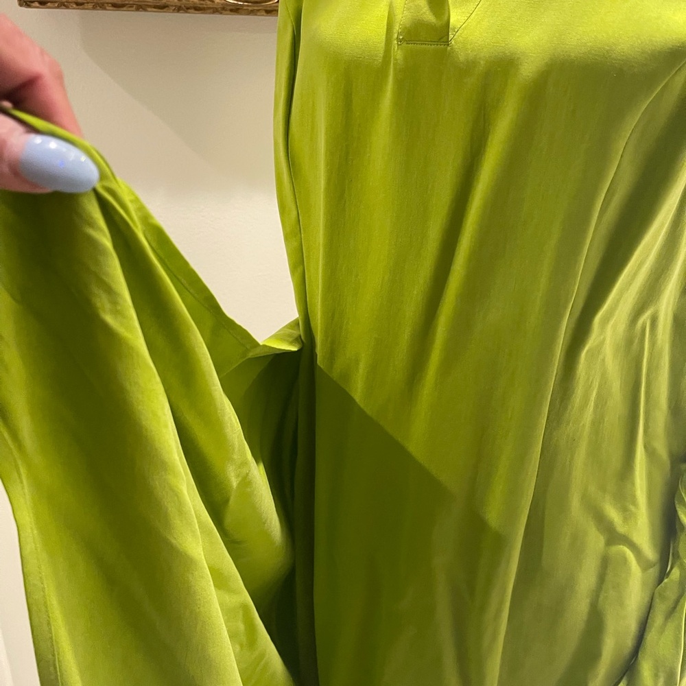 Silx by August Silk Olive Green Draped Tie-Waist Midi Dress - Picture 6 of 11